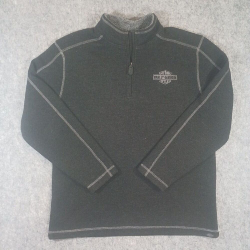 Harley-Davidson men's 1/4-zip cadet pullover sweatshirt charcoal gray Medium